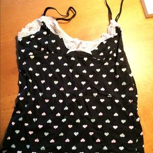Black & Pink Lace Heart PJ Top